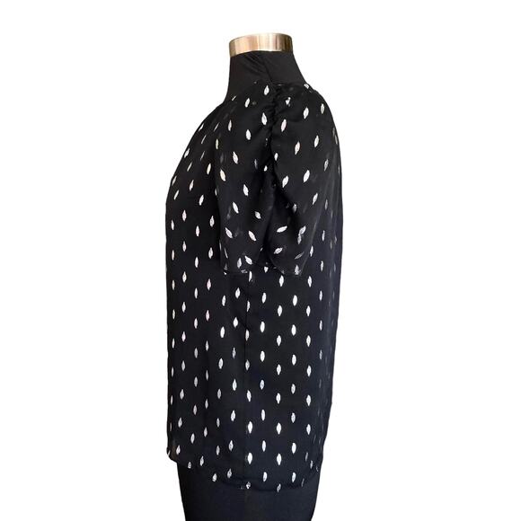 1 State Black Metallic Silver Foil Print Top SM Sheer Fairy Romantic Goth Witchy - Picture 3 of 8